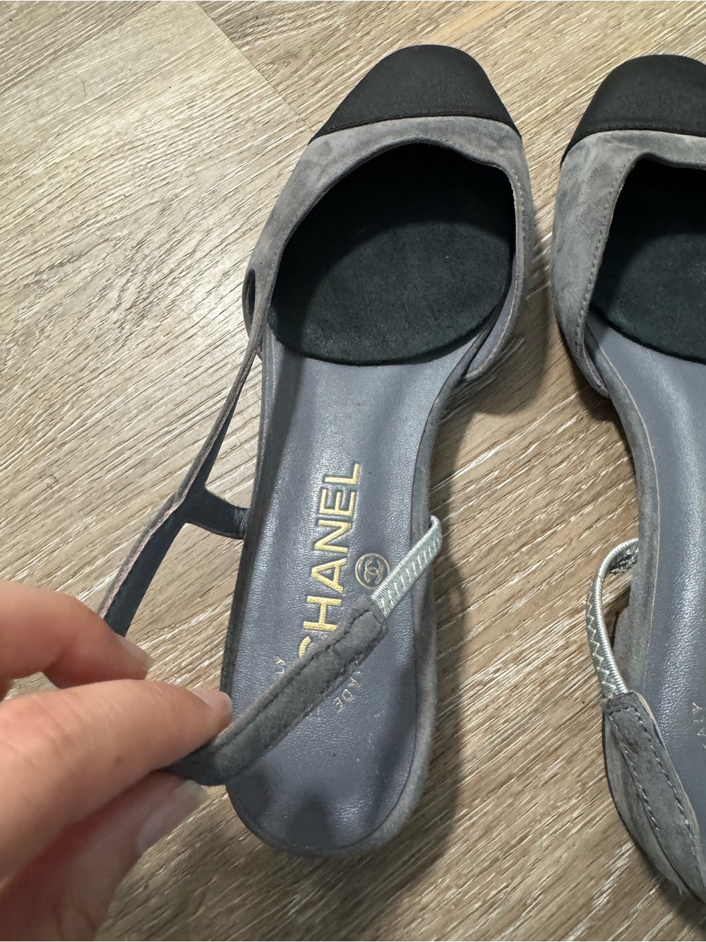 Chanel Gray Suede Slingback - Picture 4 of 5
